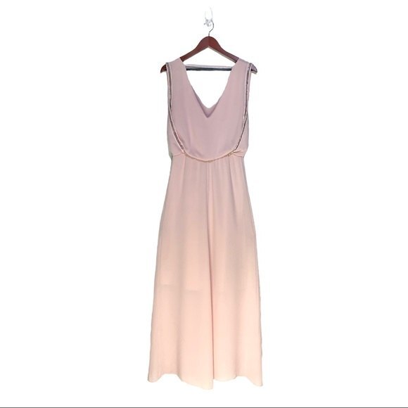 BCBGMaxazria Marlynn Dusty Pink V-Neck Sleeveless Embellished Maxi Dress NWT - Picture 3 of 10